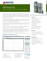 Thumbnail of document Data Sheet - PRTemp140 High Pressure and Temperature Data Logger
